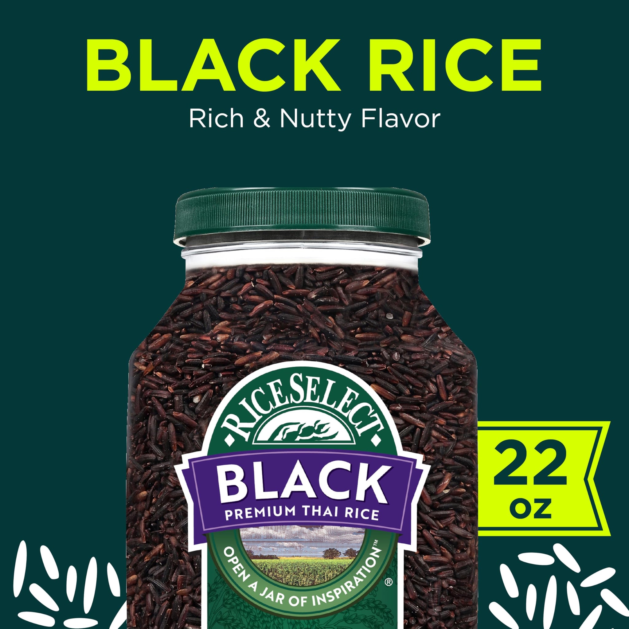 RiceSelect Premium Black Rice, Whole-Grain, Gluten-Free, Non-GMO, and Vegan Rice, BPA-Free 22-Ounce Jar (Pack of 1)