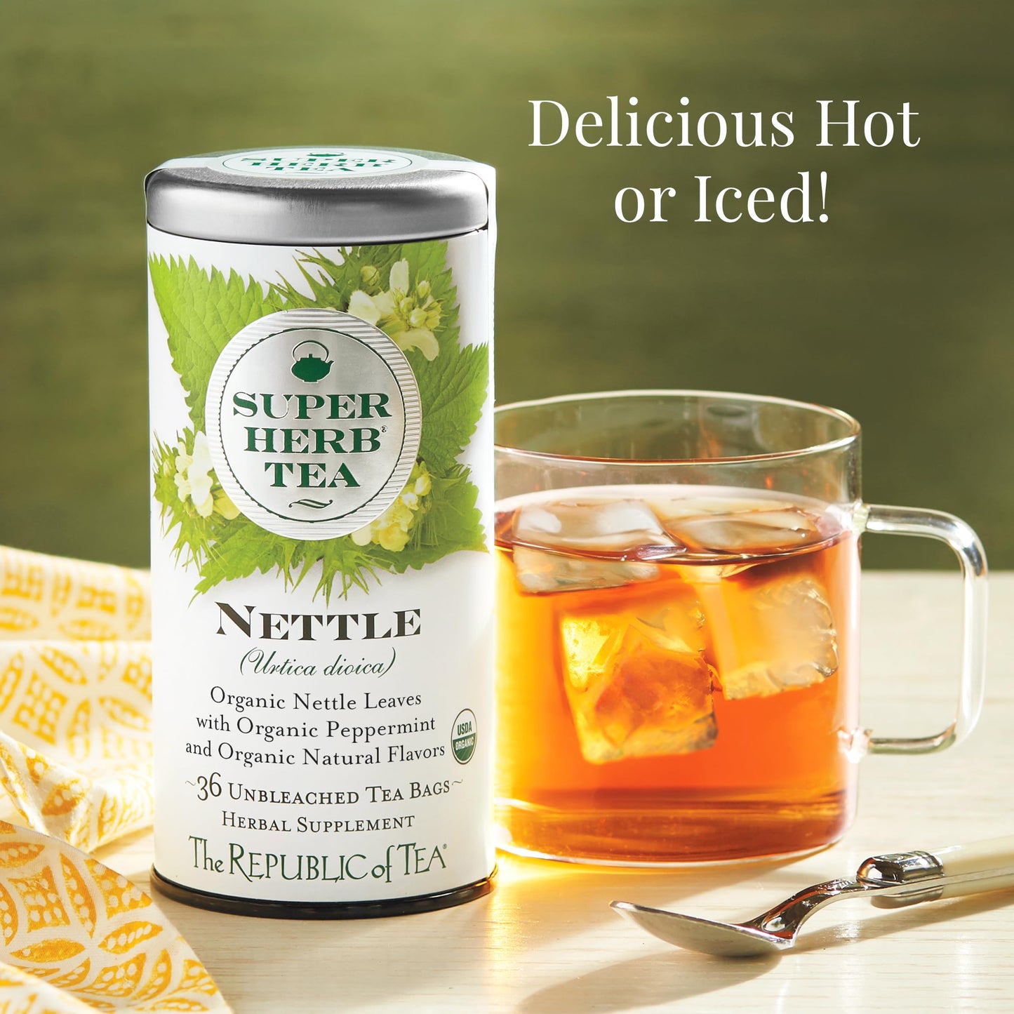 The Republic of Tea - Organic Nettle SuperHerb Tea Tin, 36 Herbal Tea Bags, Naturally Caffeine-Free
