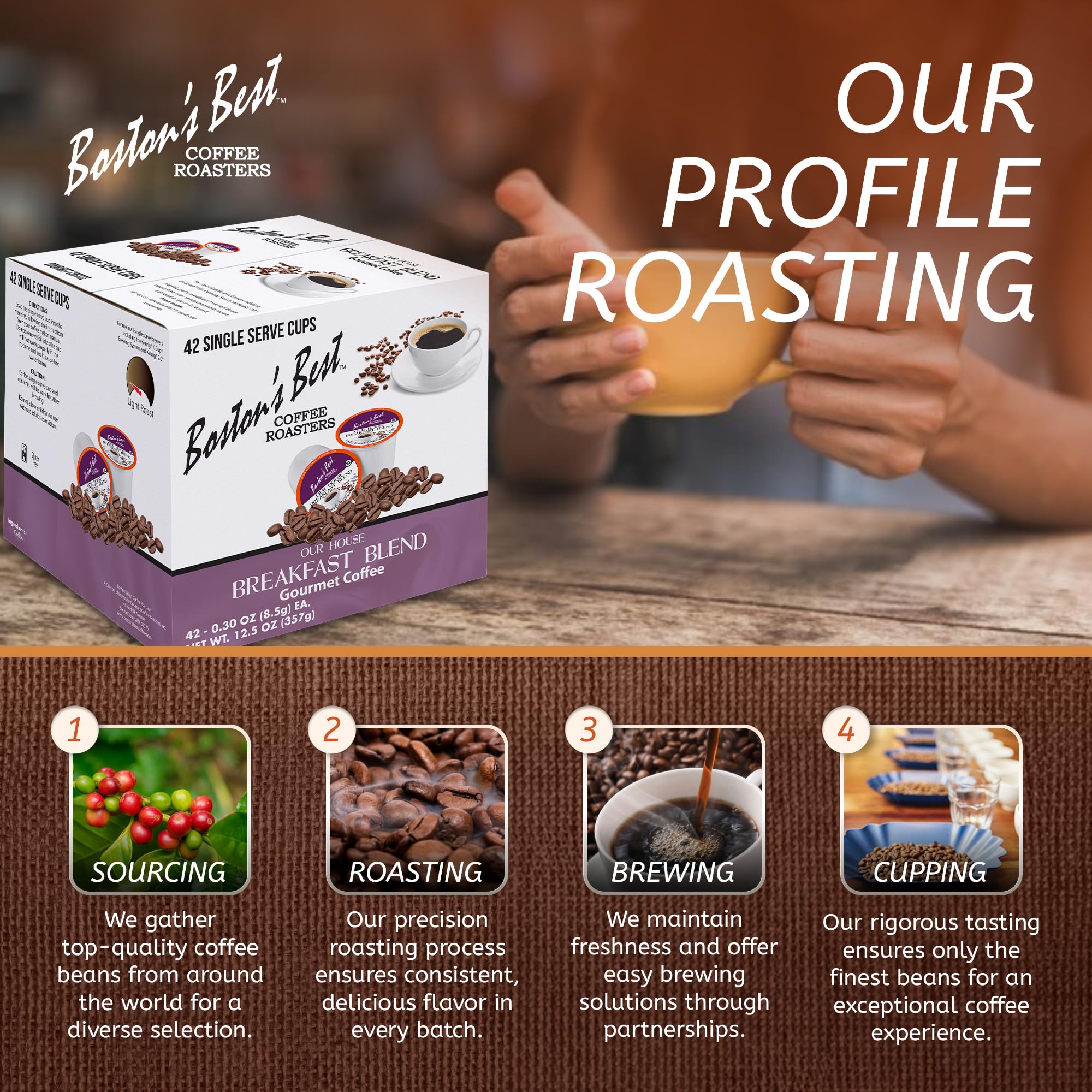 Boston’s Best - Smooth Light-Roast Breakfast Blend, Delicious Gourmet Coffee Compatible with Keurig Coffee Maker, 1 Count (42 Single Serve Cups)