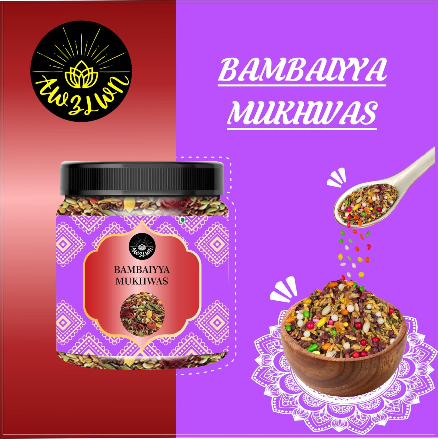 AWZLWN Natural Bambaiyya Mukhwas 1.76 OZ (50 GM) | Set oF 1 | AWZLWN