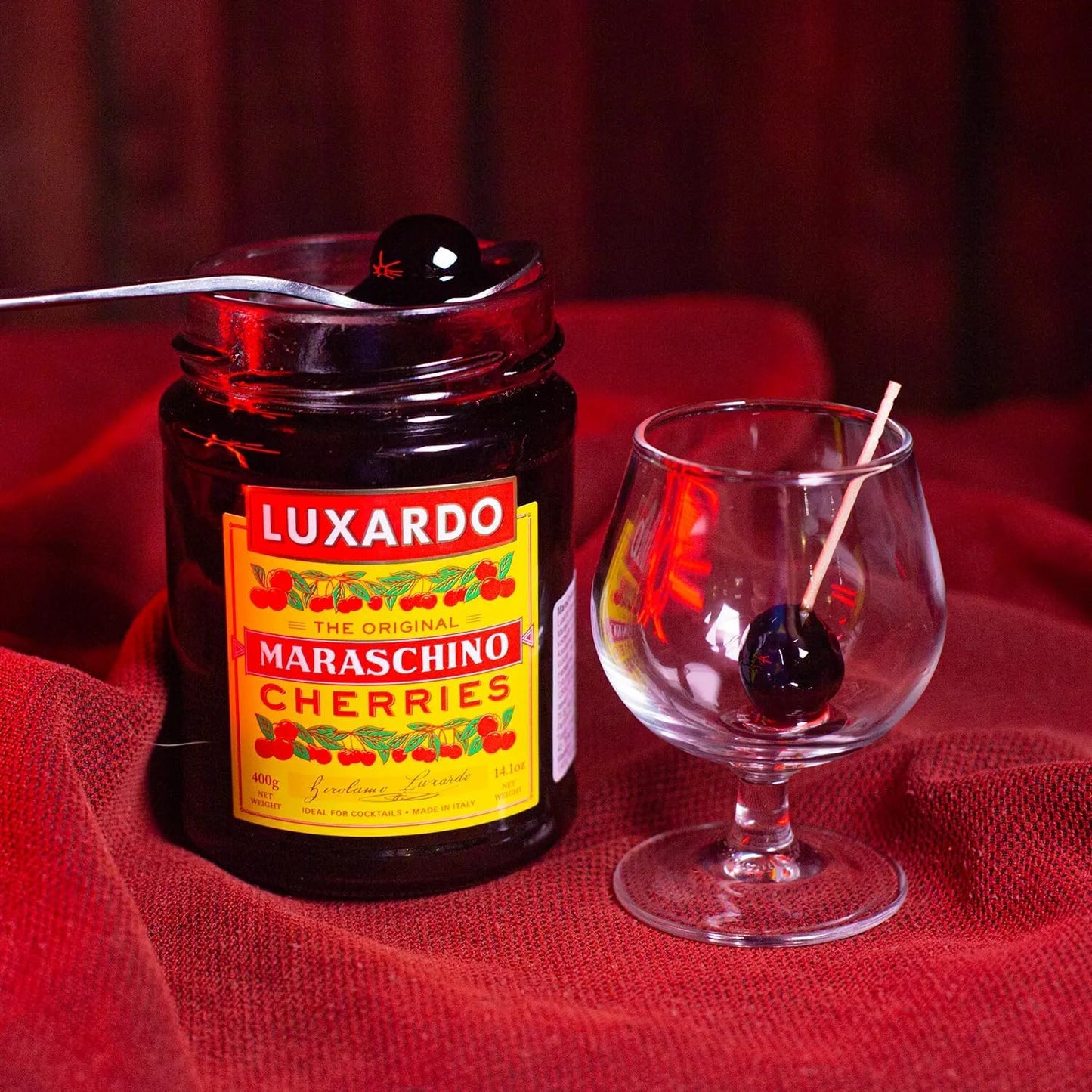 Luxardo Maraschino Cherry 400g & Sour Cherry Aromatic Bitters 200mL Variety Pack | Premium Cocktail Bitters Set for Classics & Craft Drinks