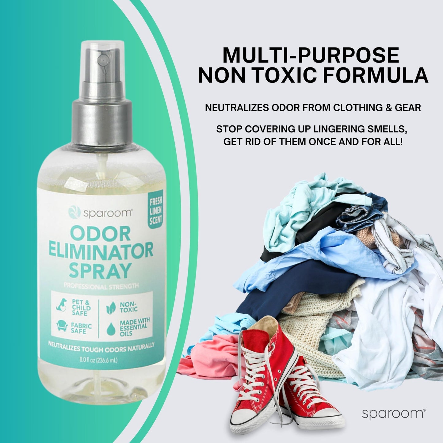 SpaRoom Odor Eliminator Spray - Home Freshener for Strong Smells, Smoke and Pet Neutralizer, Bathroom and Car Deodorizer with Plant-Based Ingredients