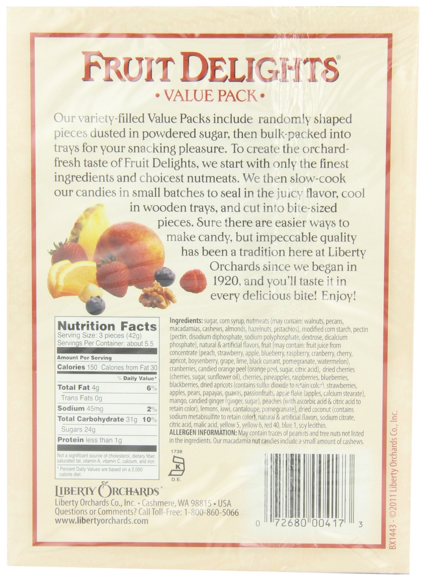 Liberty Orchards Fruit Delights Value Pack,8-Ounce Boxes (Pack of 6)