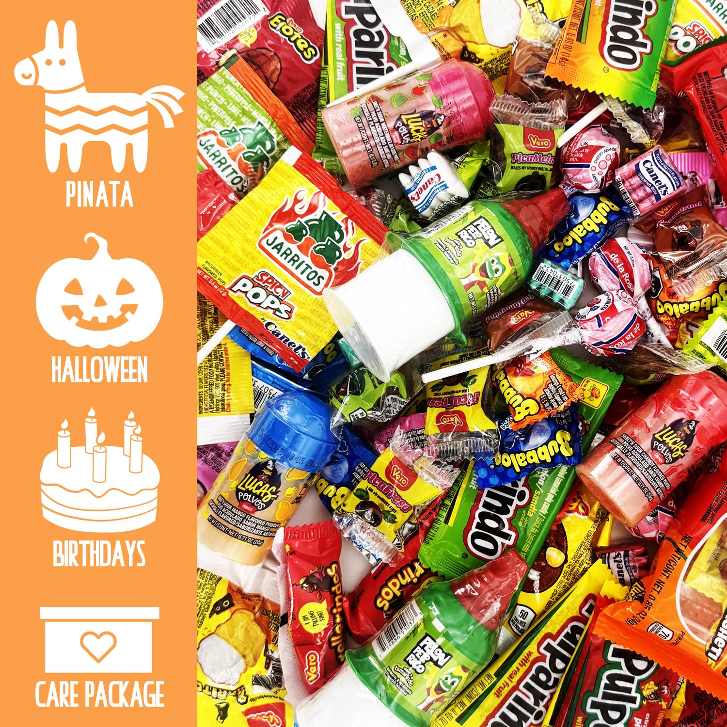 Mexican Candy Variety Bulk Pack - 100 Piece Individually Wrapped Dulces Mexicanos Assortment - Gummies, Hard Candy, Lollipops - Bulk Candies, Perfect