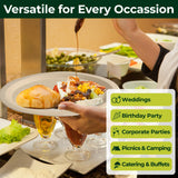 Dtocs Bamboo Disposable Plates 10 Inch (50 Pack) | Heavy Duty Microwavable Compostable Dinner Plate Set Alt to Plastic, Paper Plates 10 Inch | Ideal