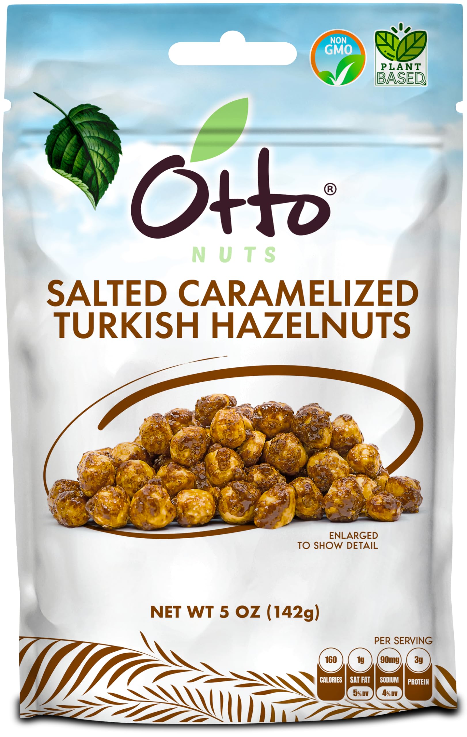 Otto Nuts - Salted Caramelized Turkish Hazelnuts, Non-GMO Naturally Vegan Snack, Good Source of Protein | 5 OZ with Resealable Bag