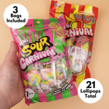 Mini Sweet & Sour Swirl Lollipops, Sucker Mix, Individually Wrapped Birthday Party Favor Candy, 21 Count