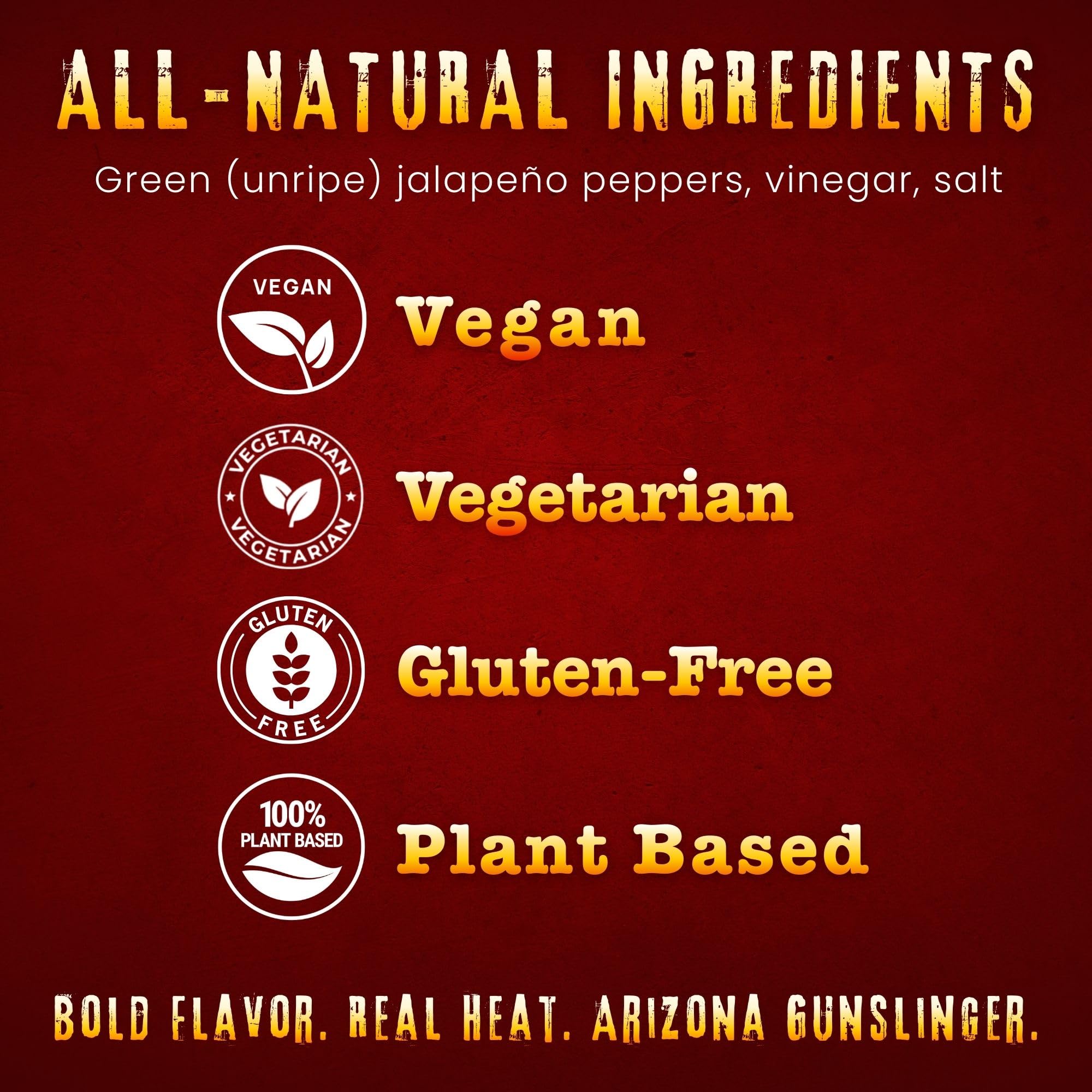 Arizona Gunslinger Zesty Jalapeño Green Hot Sauce, Low Sodium Mild Salsa Verde - Mexican Pepper Blend for Tacos, Burritos, Nachos & More, Smooth Verde