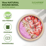 [125 SET]Sugarfiber by Harvest Pack 16oz PFAS FREE Round Paper Bowls with Flat Lids, Heavy-Duty Eco-Friendly Disposable Bagasse Bowls Sugarcane