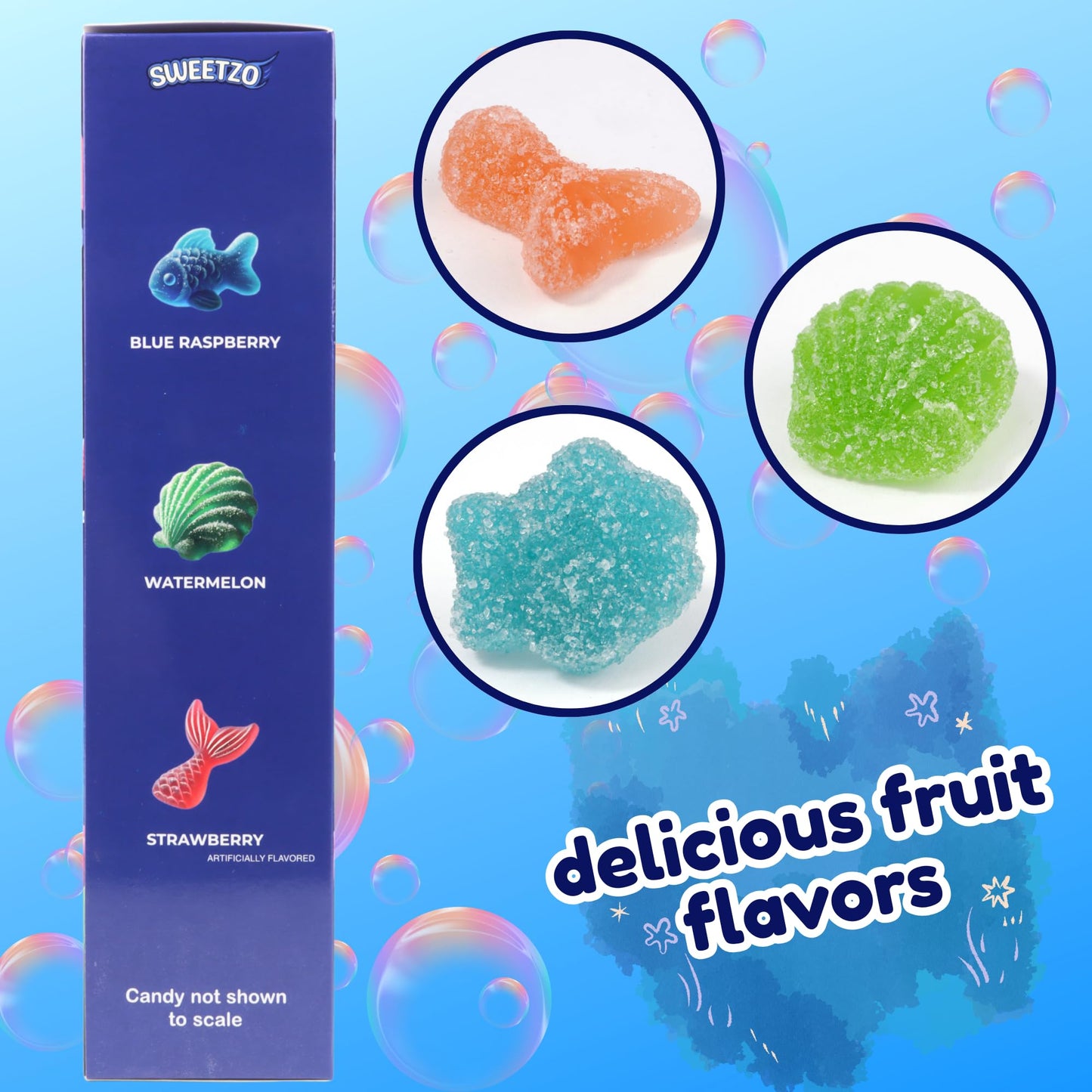 Mermaid Gummy Candy, Individual Bags for Birthday Parties, Assorted Fruit Flavors, Party Favor Treats, 18 Count