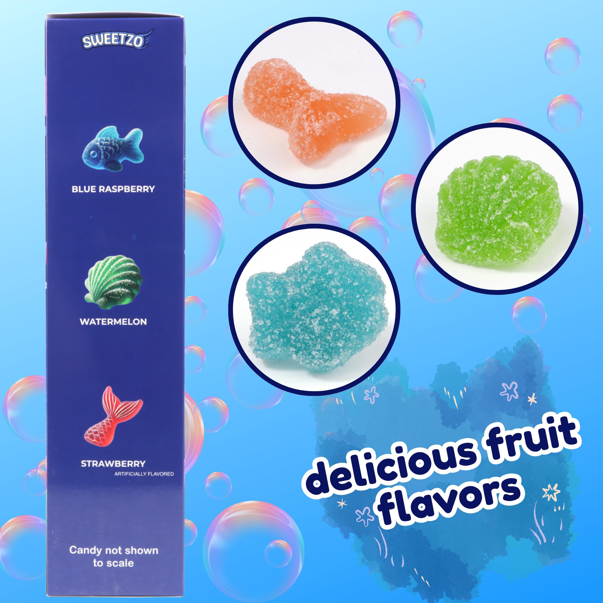 Mermaid Gummy Candy, Individual Bags for Birthday Parties, Assorted Fruit Flavors, Party Favor Treats, 18 Count