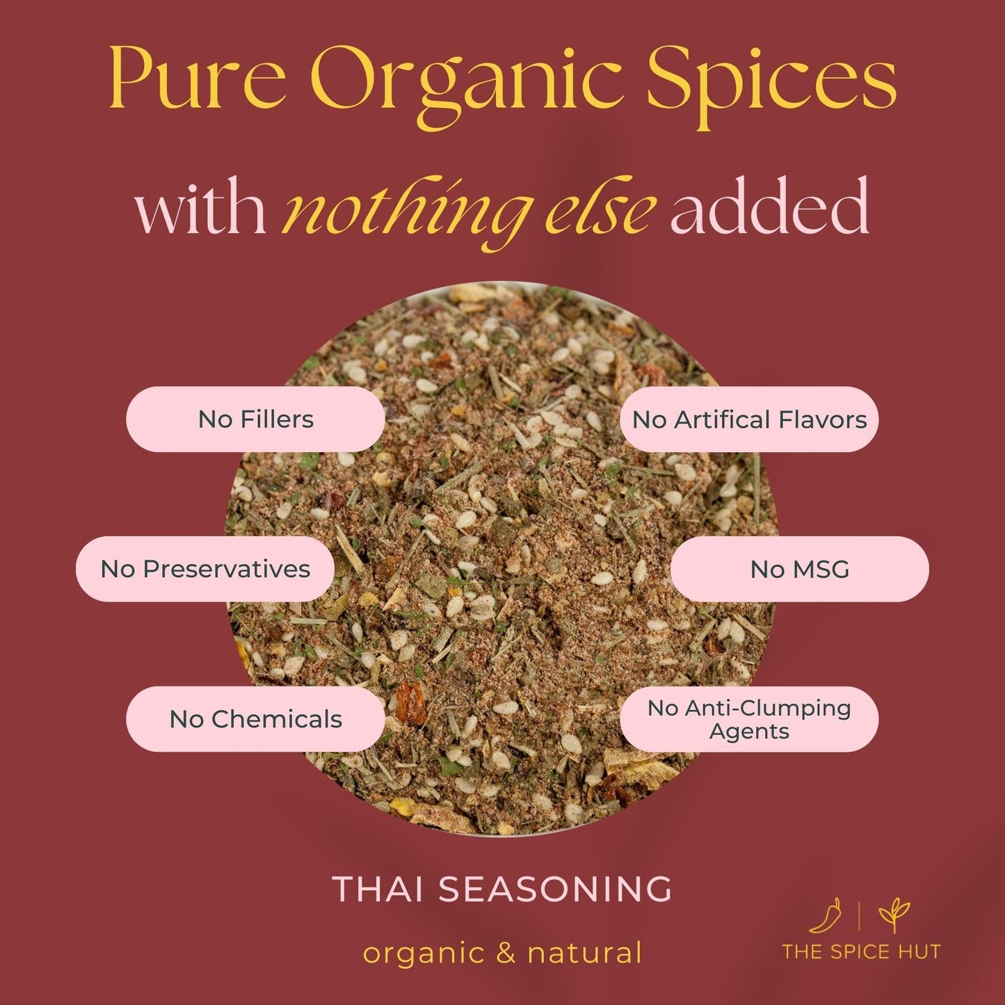 Organic Thai Seasoning Spice Blend, with Salt, Authentic Thai Spice and seasonings for Cooking Flavorful Food - Pad Thai, Chicken Satay, Noodle