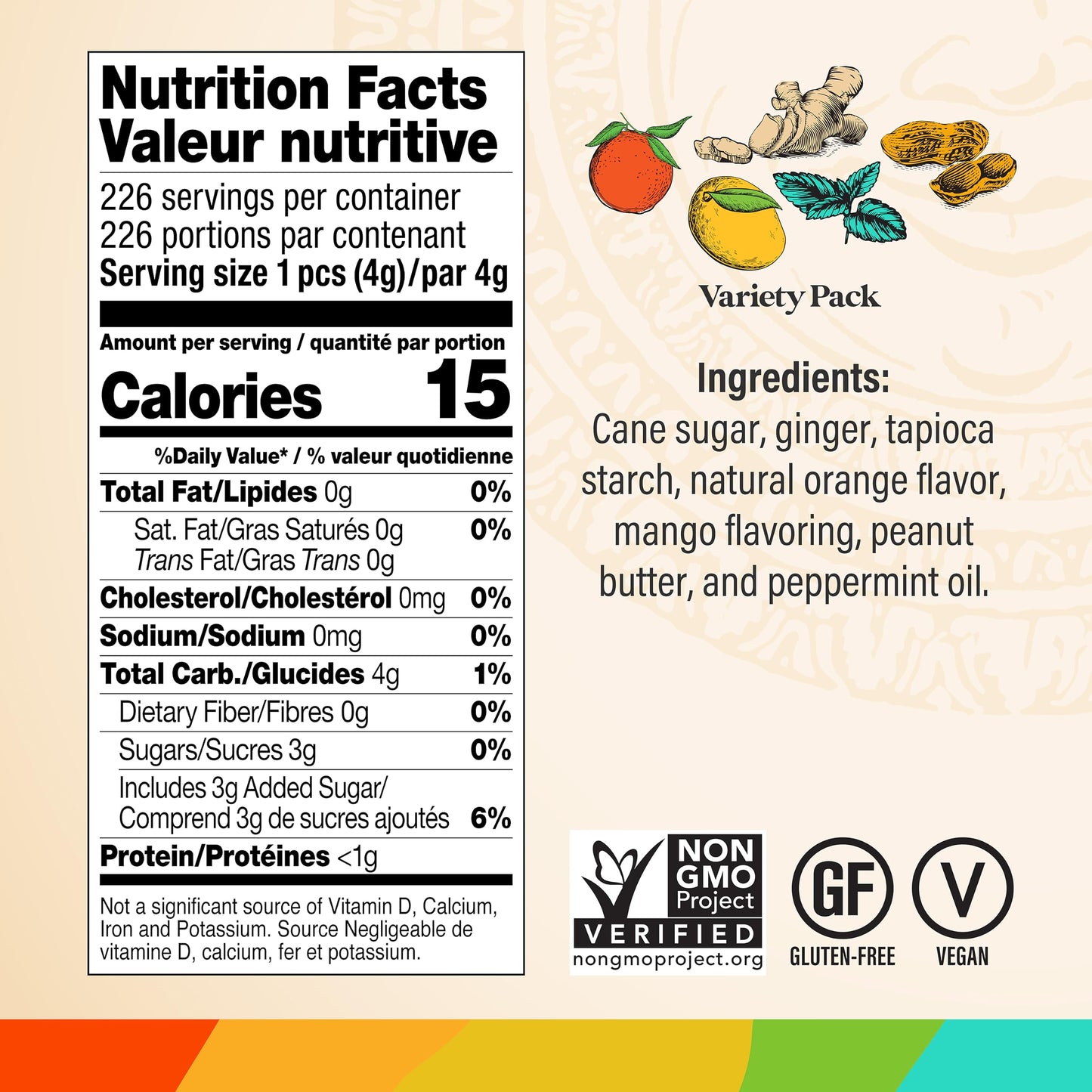 Chimes Ginger Chews 2LB Variety Pack - Original, Orange, Mango, Peppermint, Peanut Butter and Meyer Lemon