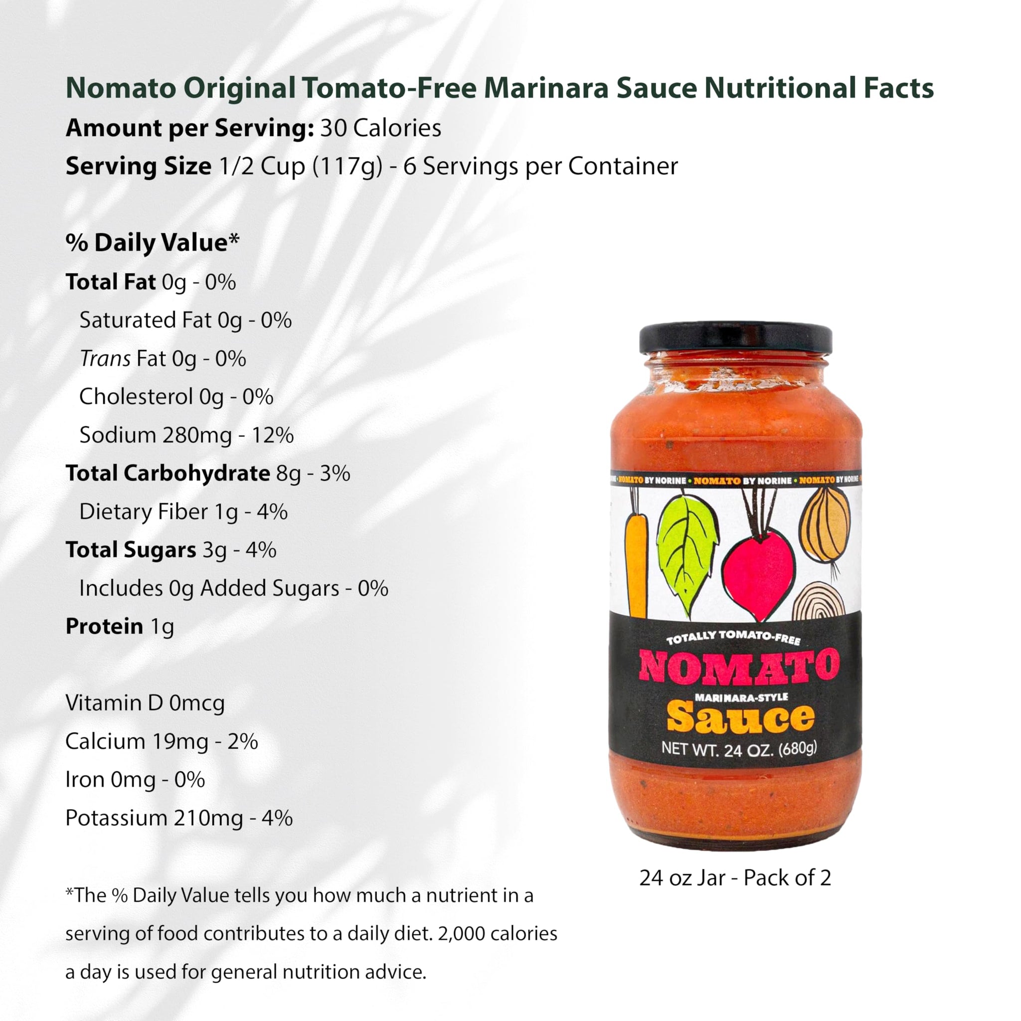 Nomato - 2 Pack of Original Tomato Free Marinara Sauce (24 oz) - Tomato Free, Gluten Free, Nut Free and Dairy Free (Marinara, 2 Pack)