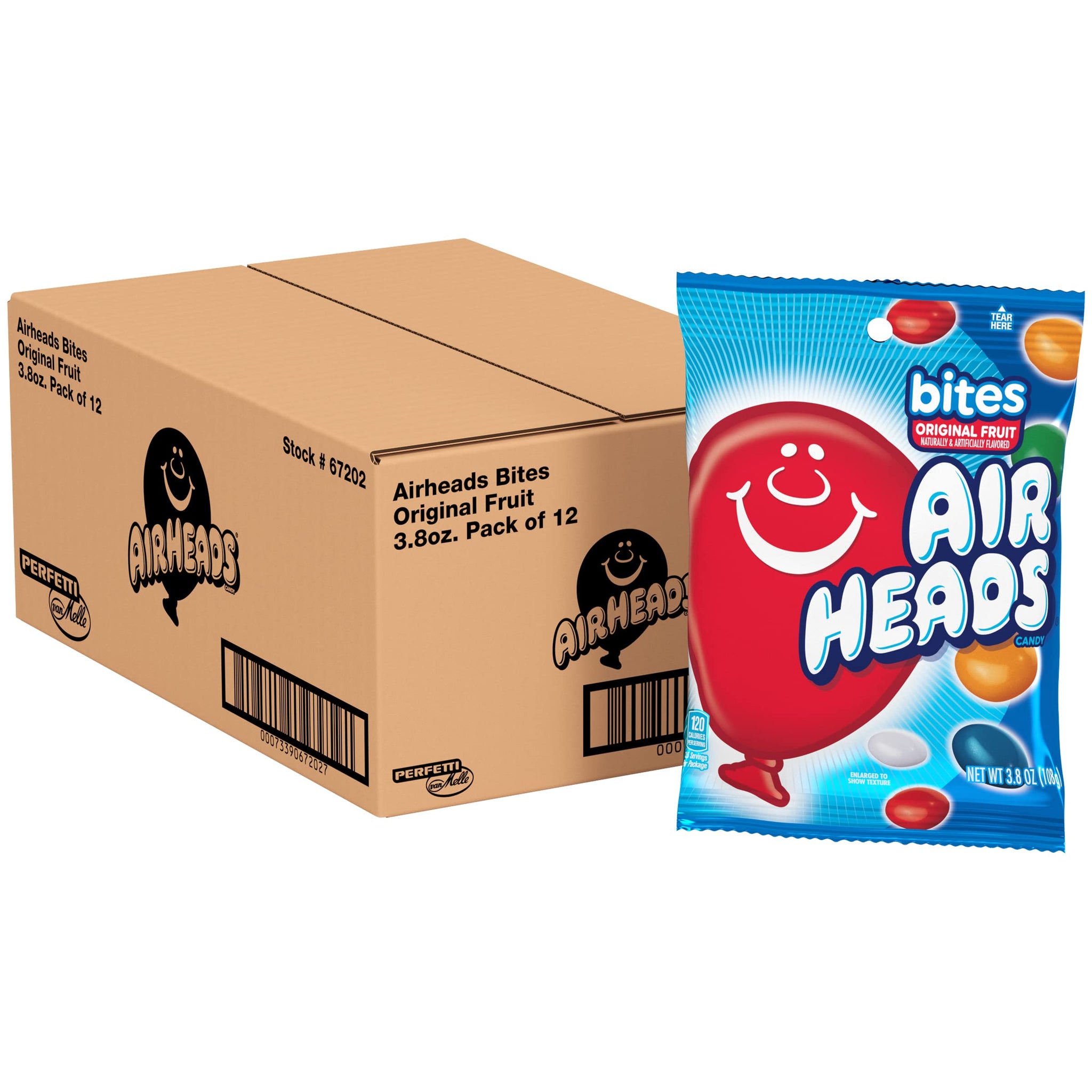 Airheads Candy Bites, Individually Wrapped Chewy Candy Bags, Assorted Fruit Flavors Naturally and Artificially Flavored, 3.8 Ounces (12-Pack)