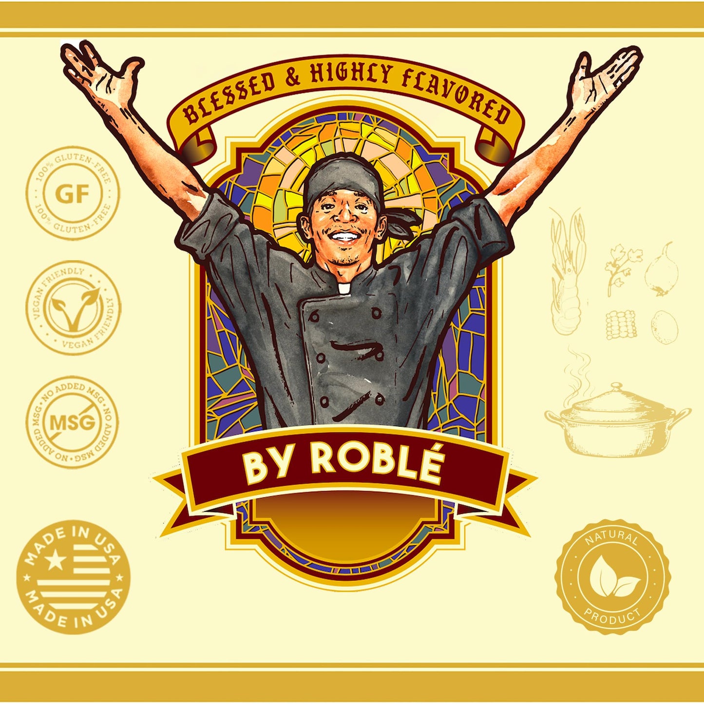 Blessed and Highly Flavored Creole Blé Seasoning by Chef Roblé, Gluten-Free, Low Sodium Mix, Spicy, Natural Spice Blend for Grilling, Vegetables