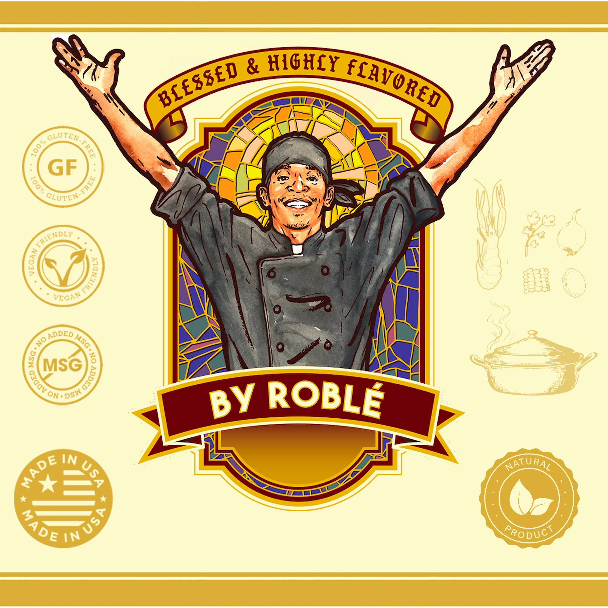 Blessed and Highly Flavored Creole Blé Seasoning by Chef Roblé, Gluten-Free, Low Sodium Mix, Spicy, Natural Spice Blend for Grilling, Vegetables