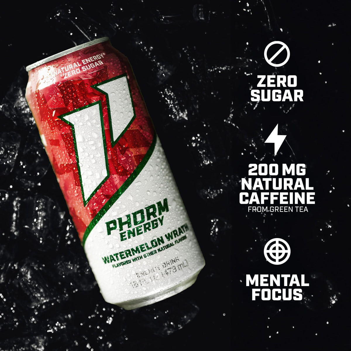 Phorm Energy Drink, Watermelon Wrath, Sugar Free, 16 oz 12 Pack