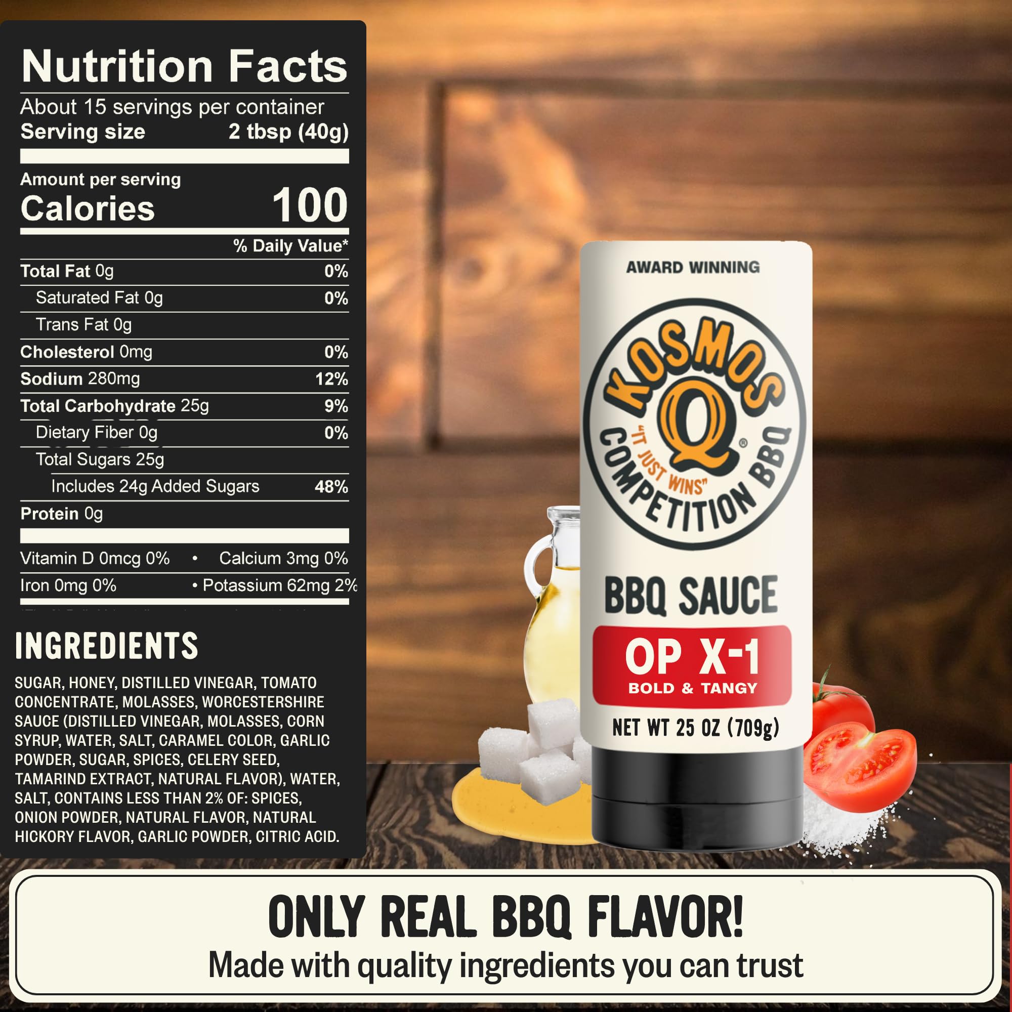 Kosmos Q New OP X-1 Secret BBQ Sauce, Award-Winning Backyard Barbecue Sauce Flavor for Ribs, Chicken, Brisket, Pork & More, Sweet & Smoky BBQ Flavor