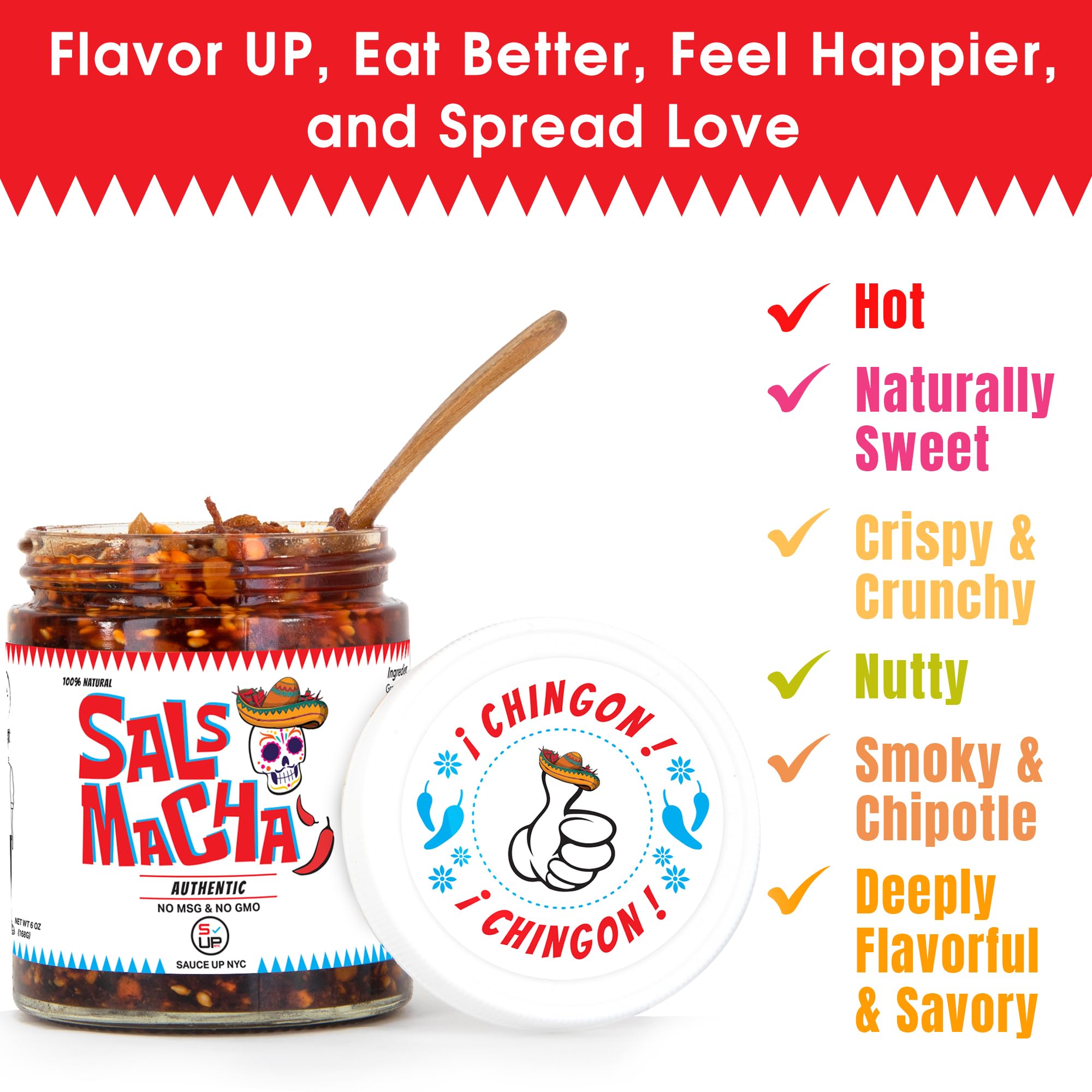 SAUCE UP Smoky Salsa Macha Chili Oil | Authentic Mexican Flavor | Chipotle, Nuts, Seeds | Vegan, Keto, Gluten-Free, No MSG, 100% Natural | Handcrafted