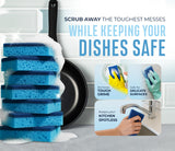 RSLIFE Blue Scrub Sponges Pack of 6 - Dual-Sided Kitchen Sponges for Cleaning - Non Scratch for Dishes, Bathroom, Surfaces - Durable Dishwashing