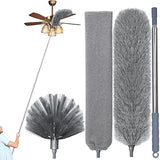 100" Microfiber Feather Dusters for Cleaning, Cobweb Duster with Extension Pole, Spider Web Brush & Ceiling Cleaning Tools, Dust Remover Set