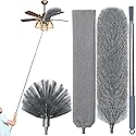 100" Microfiber Feather Dusters for Cleaning, Cobweb Duster with Extension Pole, Spider Web Brush & Ceiling Cleaning Tools, Dust Remover Set