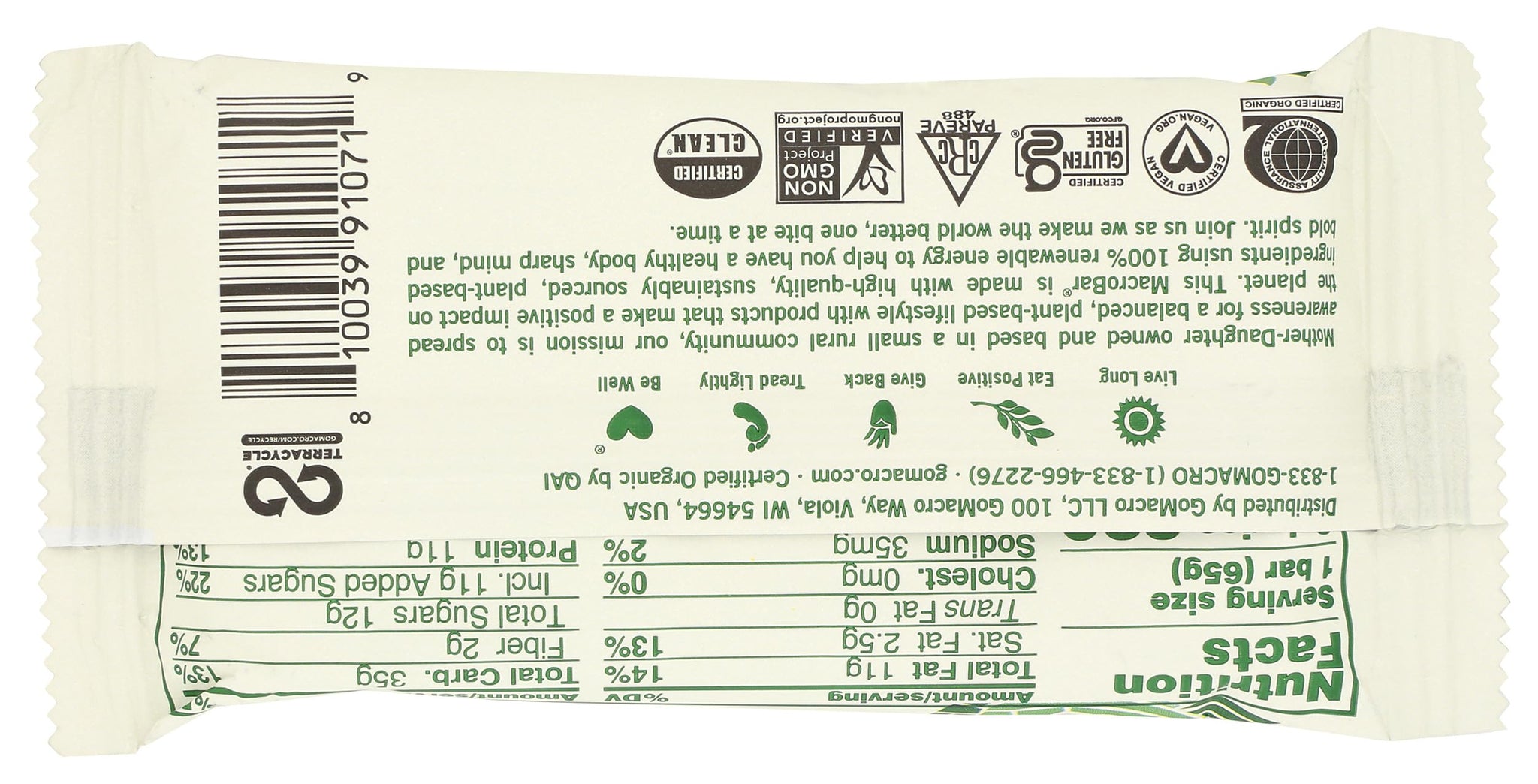GOMACRO Organic Mint Chocolate Chip Bar Single, 2.3 OZ