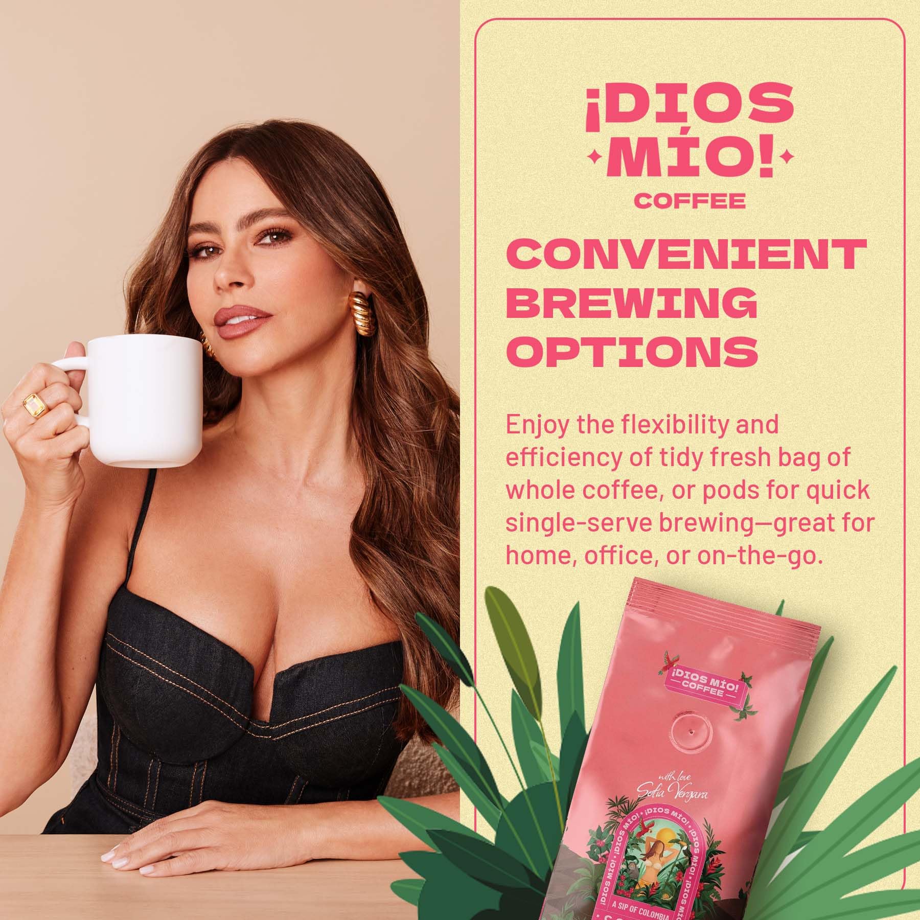 Dios Mio Coffee by Sofia Vergara, Light Roast, Whole Bean Premium Colombian Coffee, 12 Ounce Bag