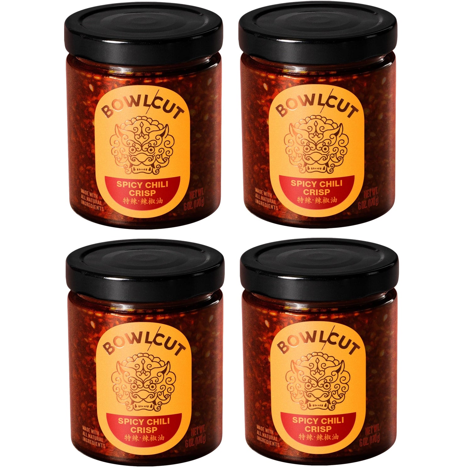 Bowlcut All Natural, Gluten Free, Vegan, Made in USA Chili Crisp, Chili Oil with Chili Flakes & Hot Sauce Alternative for Eggs, Pasta, Dumplings