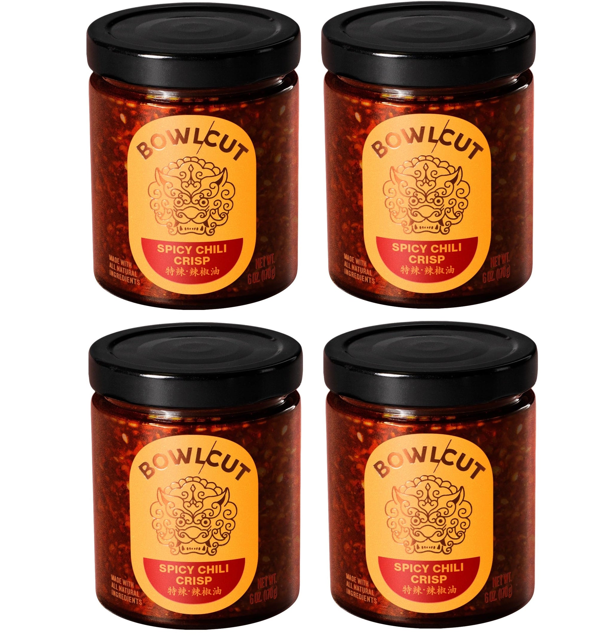 Bowlcut All Natural, Gluten Free, Vegan, Made in USA Chili Crisp, Chili Oil with Chili Flakes & Hot Sauce Alternative for Eggs, Pasta, Dumplings
