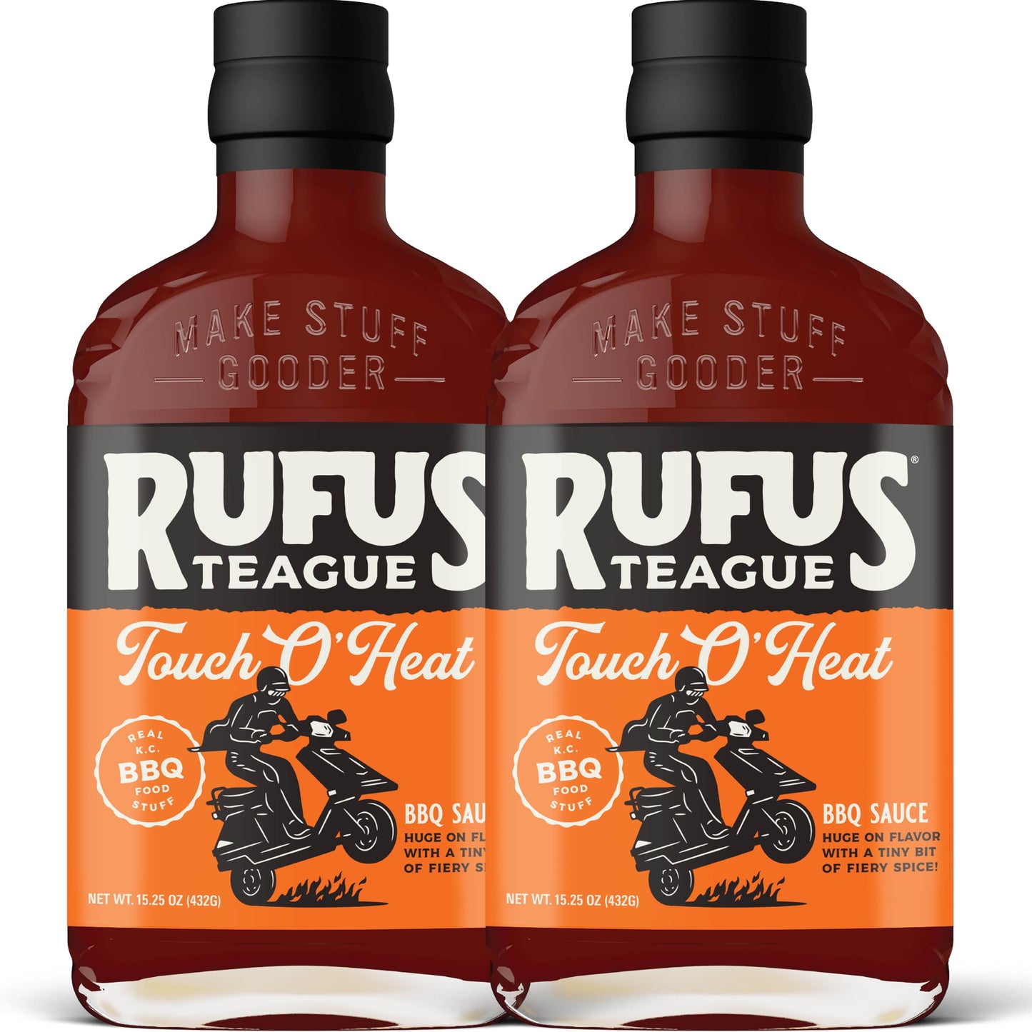 Rufus Teague Touch O' Heat BBQ Sauce, Gluten-Free, 15.25 oz, 2-Pack