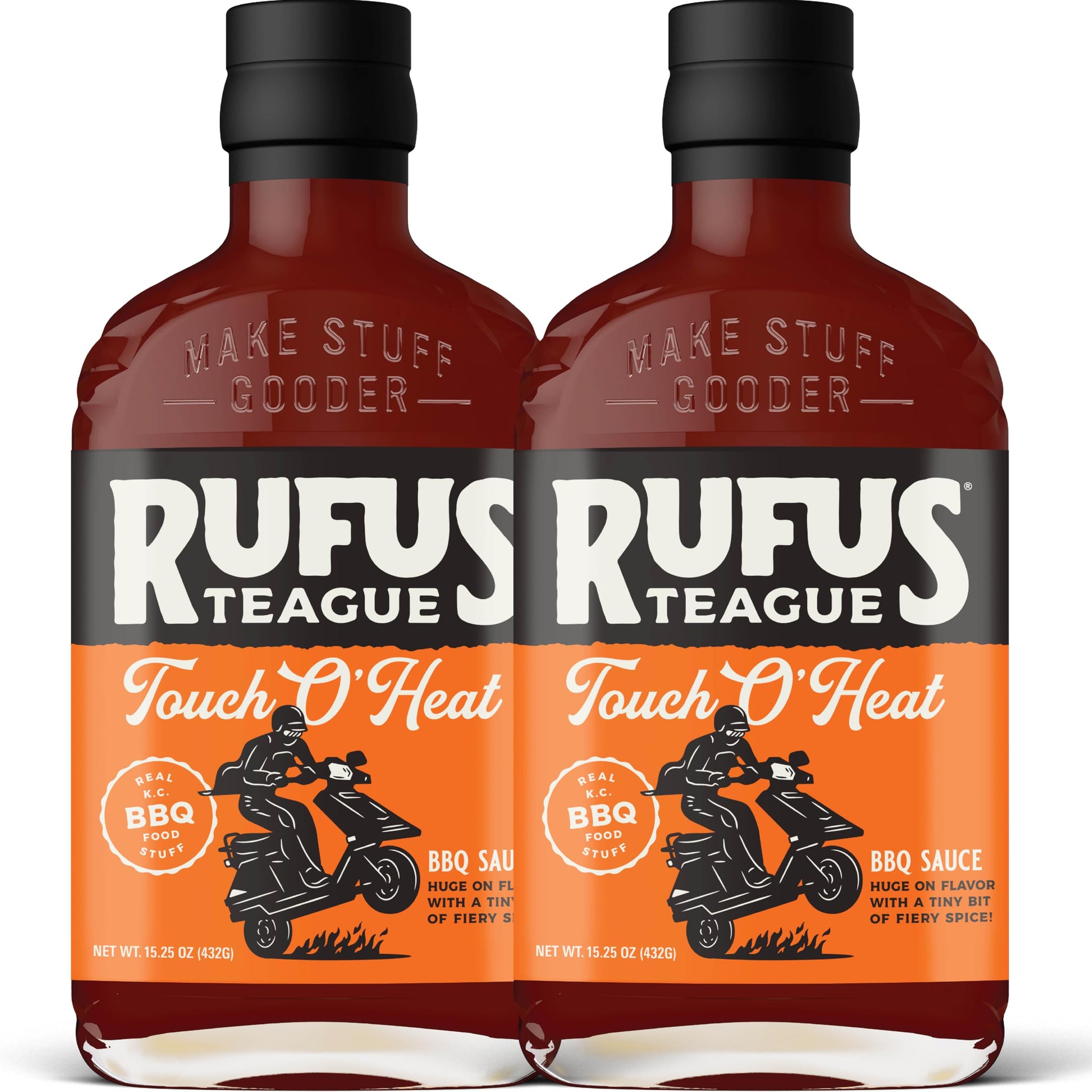 Rufus Teague Touch O' Heat BBQ Sauce, Gluten-Free, 15.25 oz, 2-Pack