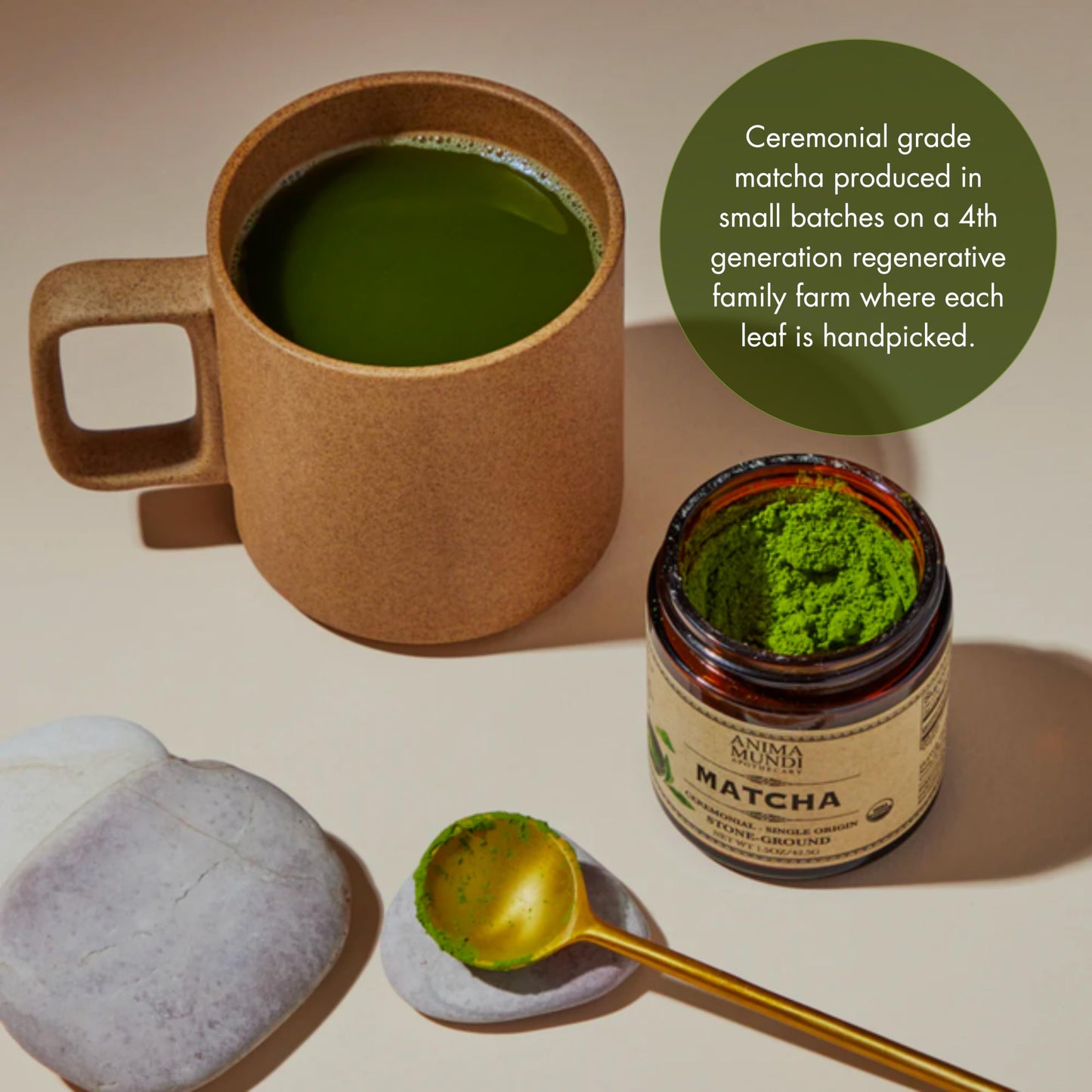Anima Mundi Apothecary Matcha Powder - Japanese Single-Origin & Stone-Ground - Certified Organic, Ceremonial Grade Matcha - Small Batch Produced