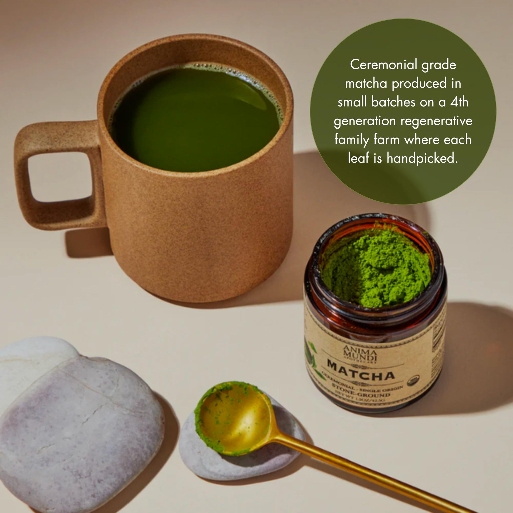 Anima Mundi Apothecary Matcha Powder - Japanese Single-Origin & Stone-Ground - Certified Organic, Ceremonial Grade Matcha - Small Batch Produced