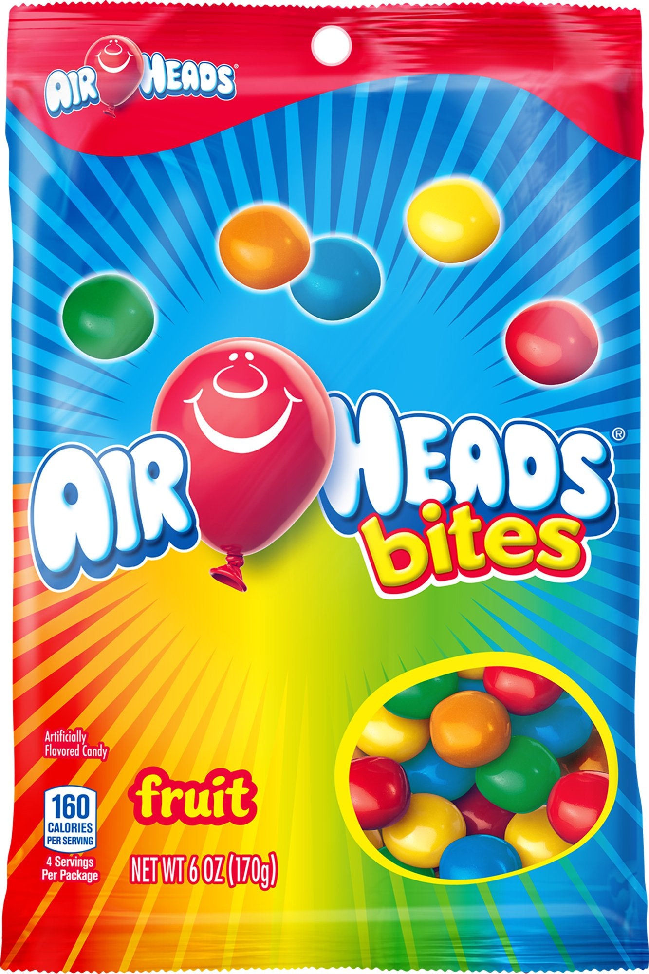AirHeads Bites Candy Peg Bag, Fruit, Party, 6 Ounce