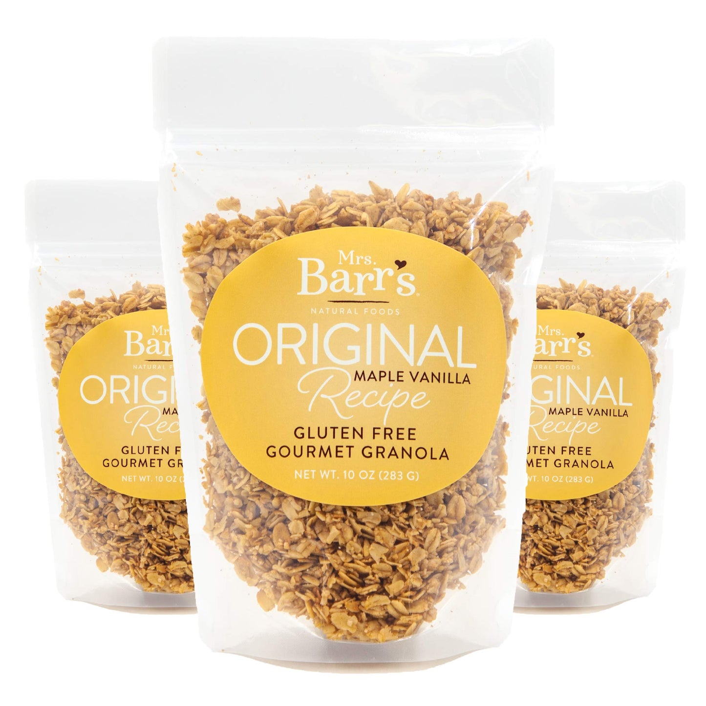 Mrs. Barr’s Natural Foods Granola | Maple Vanilla | Certified Organic Gluten Free Oats | Soft Texture | Small Batch | Gourmet Quality | Real