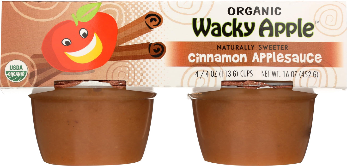 Wacky Apple, Applesauce Cinnamon Apple Organic, 4 Ounce, 4 Pack