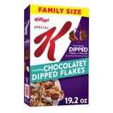 Special K Cold Breakfast Cereal, 11 Vitamins and Minerals, Family Size, Chocolatey Dipped Flakes with Almonds, 19.2oz Box (1 Box)