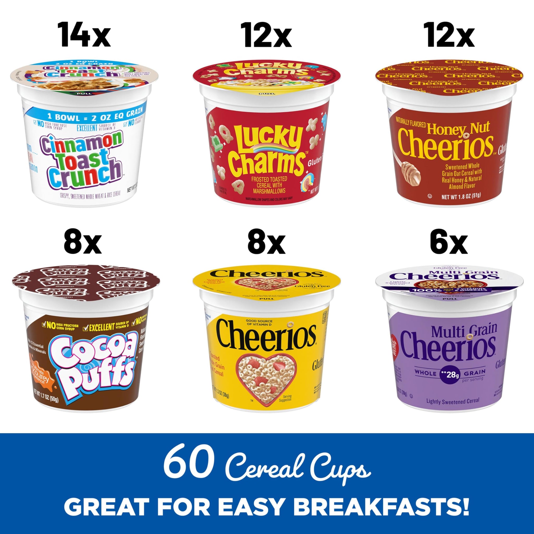 General Mills Cereals Cup Assorted Family Variety Pack (Pack of 60)