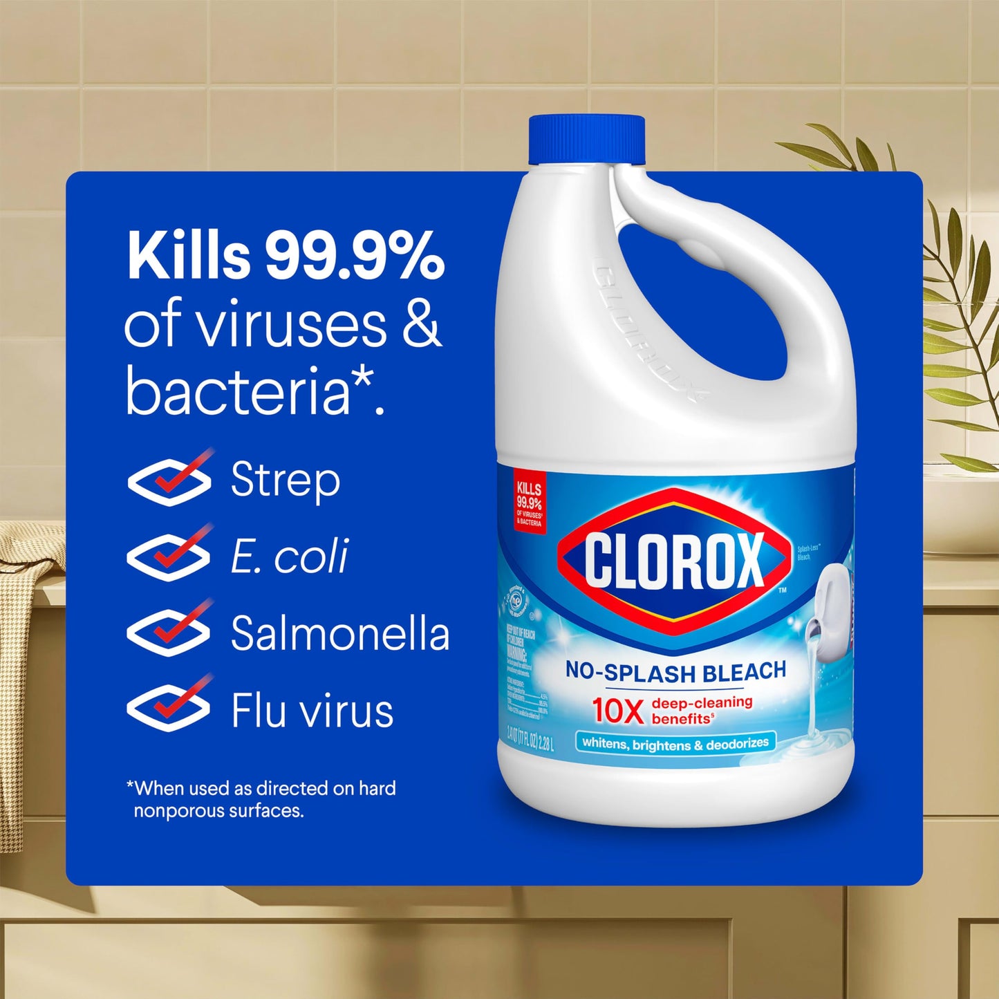 Clorox No Splash Bleach, 77 Fluid Ounces (Package May Vary)
