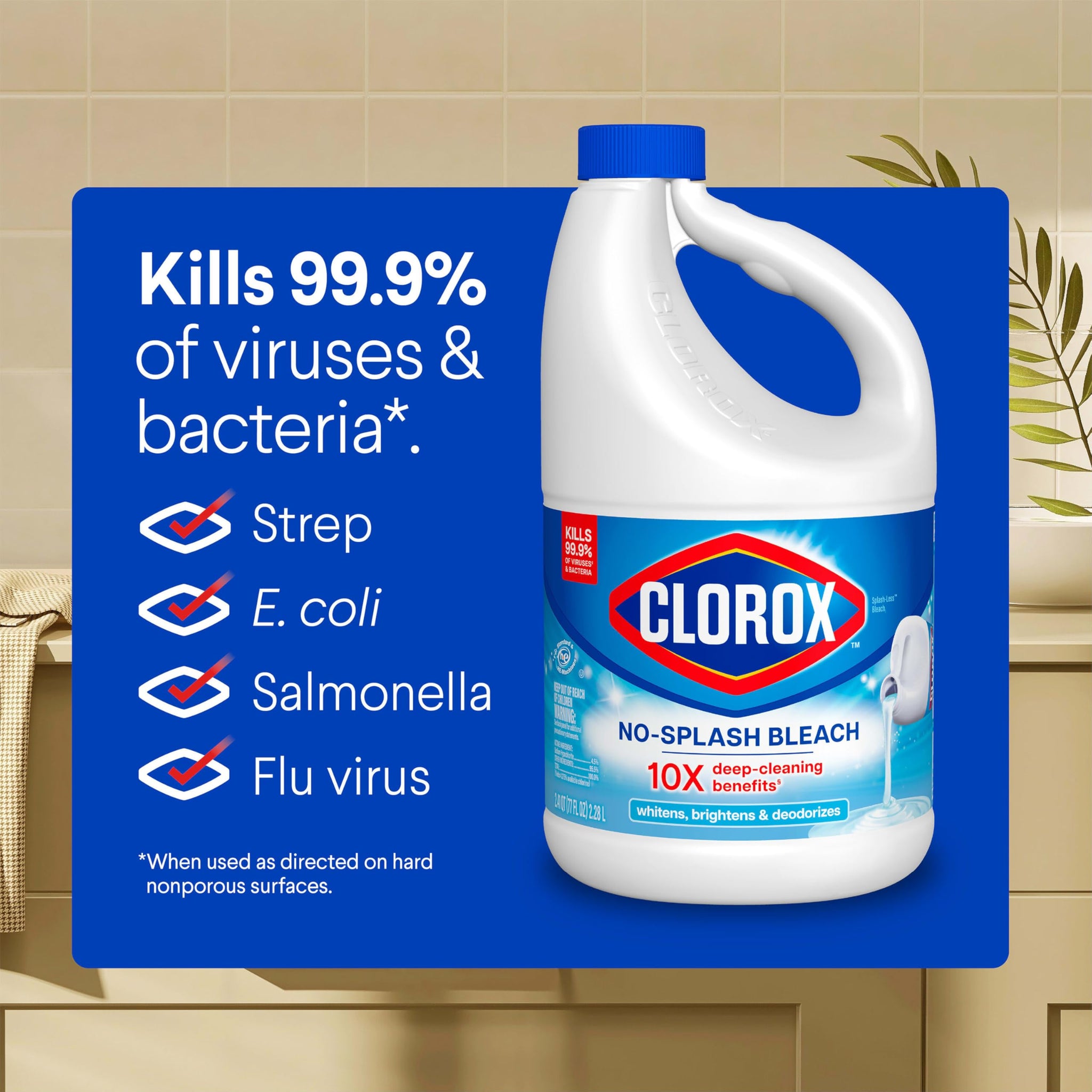 Clorox No Splash Bleach, 77 Fluid Ounces (Package May Vary)