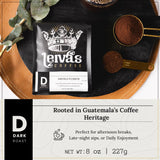 Leiva’s Dark Roast Ground Coffee (8 Oz) - Freshly Roasted, Small Batch Guatemalan Beans - Abuelo Fuerte Coffee Grounds w/Chocolate & Caramel Notes