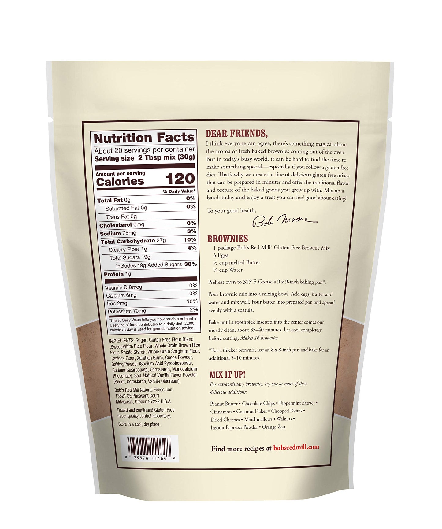 Bob’s Red Mill Gluten Free Brownie Mix, 21 Oz Bag (Pack of 1) - Kosher