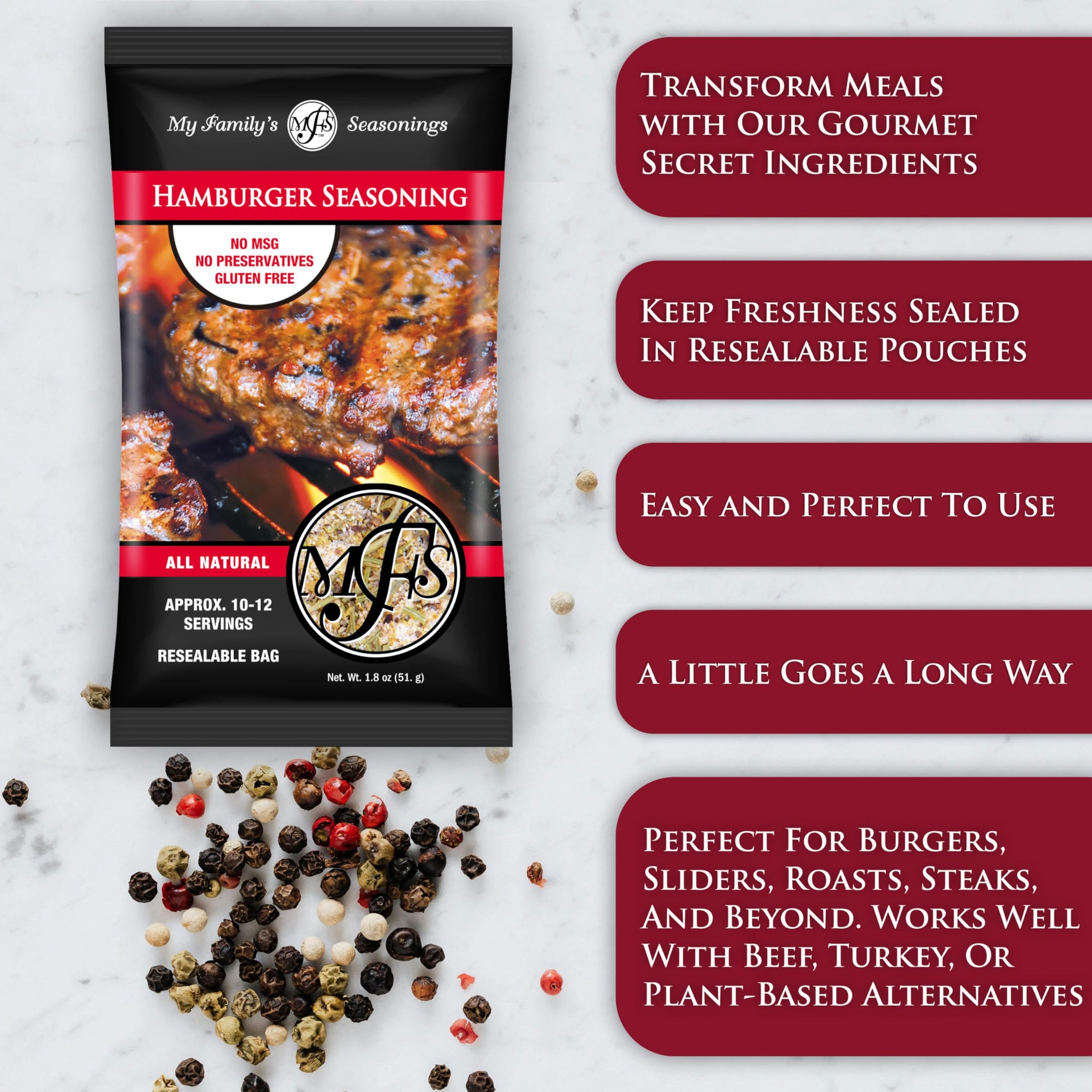 My Family's Seasonings, Inc Hamburger, 1.8 Ounce (Pack of 1)