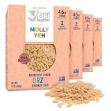 Three Farm Daughters X Molly Yeh High Fiber Orzo Pack, Irresistible, Low GI, Non GMO Orzo Pasta Noodles, Low Net Carb, Made in the USA from Just 2