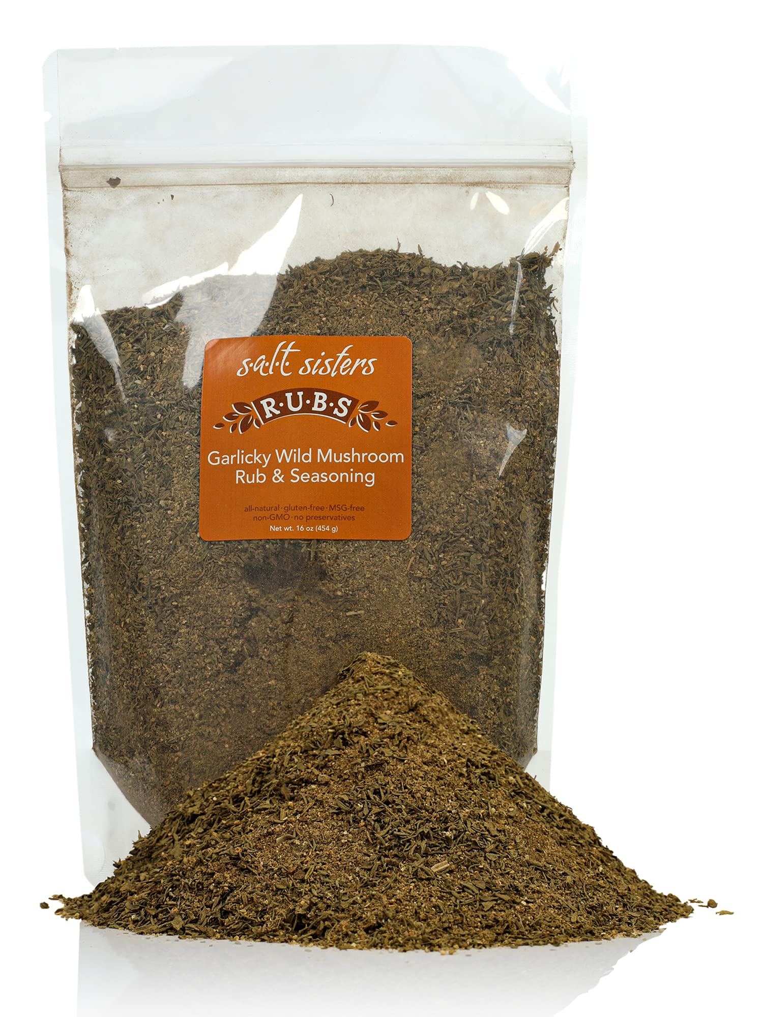 s.a.l.t. sisters Garlicky Wild Mushroom Rub & Seasoning | All-Natural, Gluten Free, MSG Free, Non-GMO | Dry & Wet Rub Seasoning Base | Versatile Use