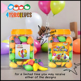 60 Fruit Shaped Fizzy Candy Powder, With Hanging Hole Caps for Decorative Stringing, Great for Hanging on Christmas Trees, Fun and Unique 90’s Retro
