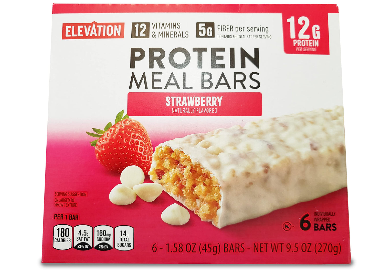 Elevation Protein Meal Bars Strawberry and Double Chocolate 9.5oz 270g (Two Boxes)
