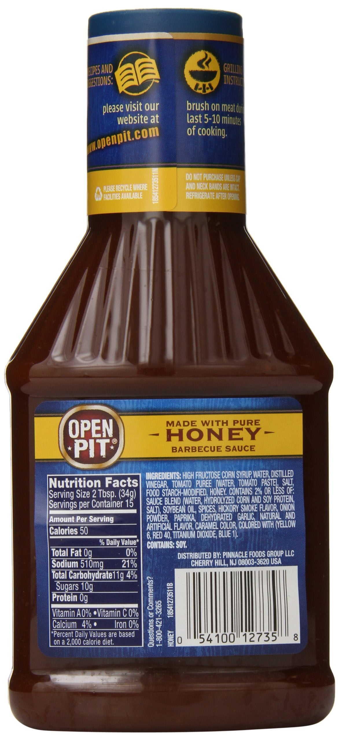 Open Pit Blue Label Honey Barbecue Sauce, Made With Pure Honey, 18 oz. (Pack of 12)